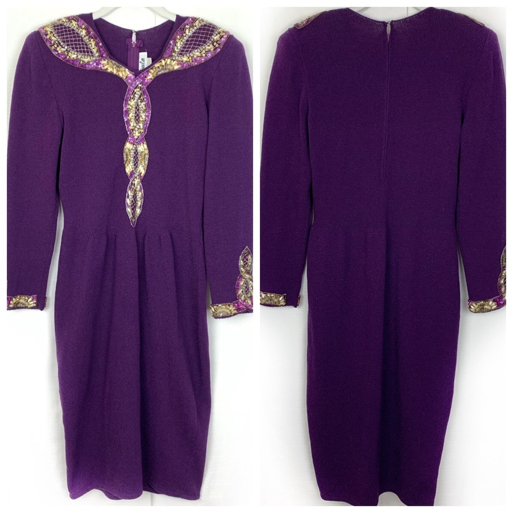 Vintage Toula Beaded Sweater Dress